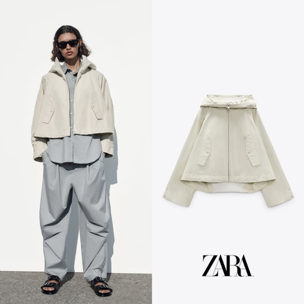 Women’s Cream Hooded Zip Front Jacket - Picture 2 of 13